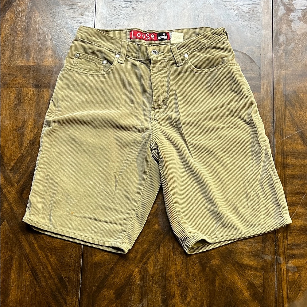 Loose Men's Tan Corduroy(barrel) Flat Front Shorts